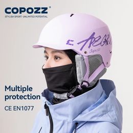 COPOZZ Certificated Ski Helmet Husband IntegrallyMolded Snowboard with Magnetic Bukcle Motorcycle Snow Men Women Adult 240124