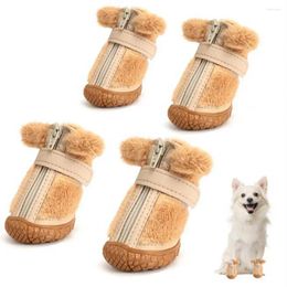 Dog Apparel Pet Shoes Winter Booties Plush Protectors For Outdoor Walking Anti-slip Small Size Dogs On