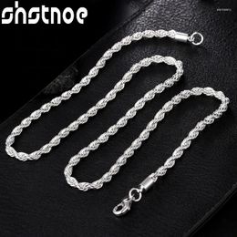 Chains SHSTONE 925 Sterling Silver 4mm 16/18/20/22/24 Inch Twist Chain Necklace For Women Men Party Wedding Fashion Charm Jewellery Gift