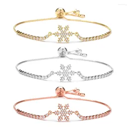 Charm Bracelets Cubic Zirconia Stones Cute Nature Snowflake Bracelet Women White CZ Zircon Box Chain Snow Flake Adjustable Jewellery