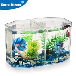 Acrylic Guppy Fish Tank Two Splits Aquarium Betta Fish Bowl Transparent Aquarium Hatchery Breeding Isolation Box 240124