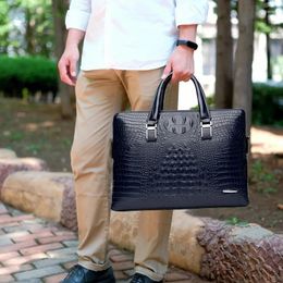 Briefcases Briefcase Bag Man PU Leather Crocodile Alligator Tote Handbag Laptop 14 Computer Male Shoulder Business Messenger Husband