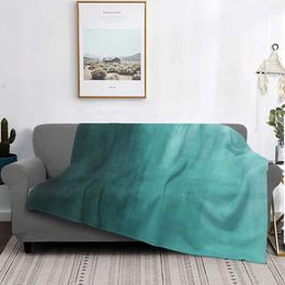 Blankets Handpainted Blue Blanket Gradient Colorful Fleece Flannel Lightweight Plaid Throw For Sofa Plush Thin Quilt