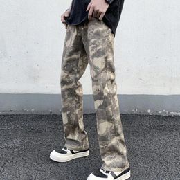 Men's Jeans Daily Long Teenager Pants Four Season High Street Denim Man Camouflage Loose Stitching Straight Trousers
