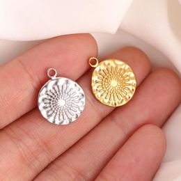 Charms 3Pcs Stainless Steel Flower Sunflower Pendants Craft Supplies DIY For Jewellery Earrings Necklace Bracelet Making Finding