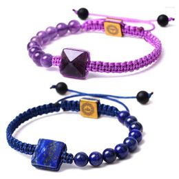 Charm Bracelets 6mm Chakra Tiger Eye Rose Quartz Amethyst Stone Beads Strand Bracelet Lovers Rope Braided Adjustable For Women Jewellery