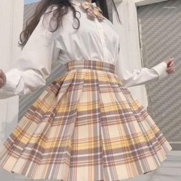 Clothing Sets Set Pleated School For A-line High Japanese Plaid Waist S Uniform Skirts Girl Full Sexy