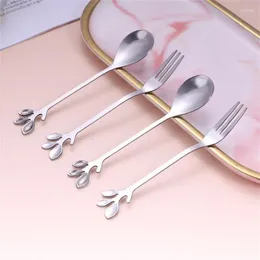 Forks Stainless Steel Mini Fruit Fork Spoon Color Pattern Coffee Simple Mixing Toothpick Ice Cream Dessert