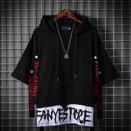 Fashion Men's Casual Streetwear Hooded T-Shirts Thin Stylish Hip Hop Techwear Y2k Anime Dacning Women Men's Clothing 240124