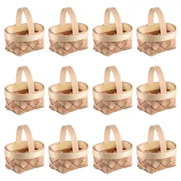 Gift Wrap Basket Mini Baskets Woven Wicker Tiny Chip Easter Candy Gifts Crafts Handle Case Handmade Favors Miniature Craft Favor Wood