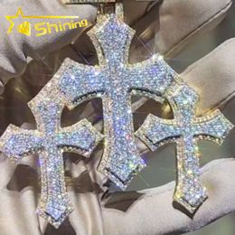 Mossanite Pendant Custom Iced Out Pendant Vvs Moissanite Hip Hop Jewelry Silver 925 Gold Plated Cross Pendant