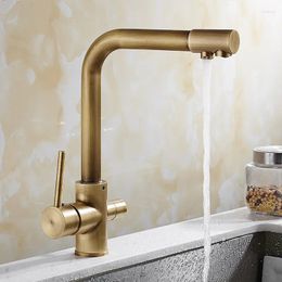 Kitchen Faucets Brass Waterfilter Tap Mixer Antique Drinking Water Philtre Sink Dual Handle And Cold Taps Torneira