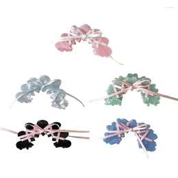 Hair Clips Acrylic Claw Sweet Girl Grab Clip Ribbon Tied Bowknot Acetate E0BE