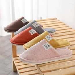 Slippers Women Indoor Corduroy Floor Flat Shoes Comfort Anti-slip Men Couple House Cotton Slides Home Flax Linen Slipper Unisex