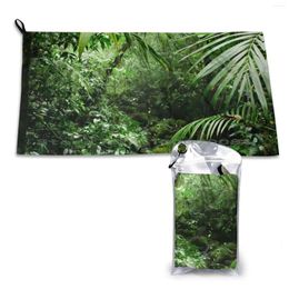 Towel Misty Rainforest Creek Quick Dry Gym Sports Bath Portable Jungle Nature Cloud Mist Foggy Trees Green