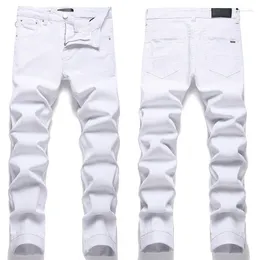 Men's Jeans 3368 Pure White Simple Trend Stretch Slim Trousers Pants