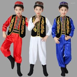 Stage Wear Xinjiang Ethnic Minorities Dance Costumes Long Sleeve Children Uygur Cosplay Suit School Performance Clothes Vintage