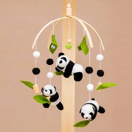 Baby Pandas Crib Mobiles Rattles Music Educational Toys Baby Mobile Bed Bell Bracket For born Toys Wooden Accessories Gifts 240129