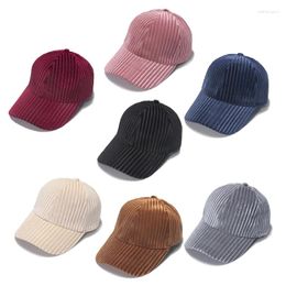 Ball Caps Women Winter Striped Baseball Solid Color Tie Back Bow Trucker Hat Dropship