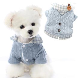 Dog Apparel Thicken Warm Coat Winter Puppy Cat Plaid Shirt Sweater Jacket For Small Dogs Bichon Knitwear Sweatshirt Pet Clothes L