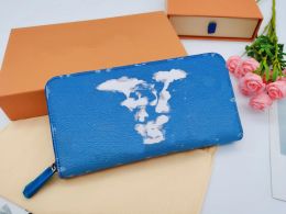 Gradient Color Letter Wallet Blue Sky White Cloud MultipleWallets Luxury Brand Multi-Card Position Men Zippy Wallet Women Clutch Bags Coin Purses