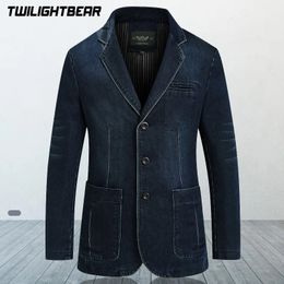 Mens Denim Blazer Male Suit Oversized Fashion Cotton Vintage 4XL Blue Coat Jacket Men Jeans Blazers BG2182 240125