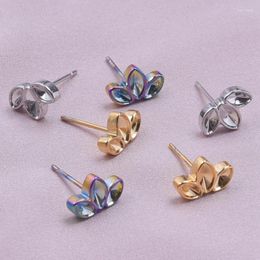Stud Earrings 6Pcs/Lot Stainless Steel Women Exquisite Fashion Studs Simple Forest Plant Ear Ornament Jewellery Accessories