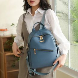 School Bags Female On Sale 2024 High Quality Fashionable And Large Capacity Waterproof Backpack Pu Solid Leisure Zipper Backpacks