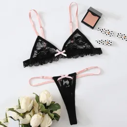 Bras Sets Women's Lace Sexy Contrast Suspender Lingerie Two Piece Underwear Body Shaping Split Suit For Women Naughty