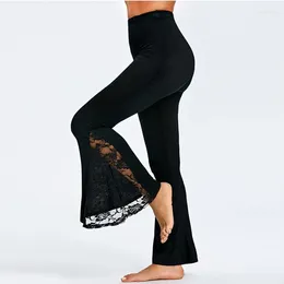 Women's Pants Wide Leg Leggings Loose Sexy 2024 Black Fashion Women High Waist Lace Stretch Elastic Trousers Flared