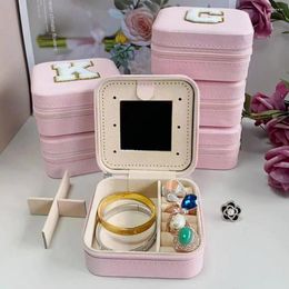 Jewellery Pouches Storage Holder Zipper Closure Organiser Box Earrings Necklace Case With Mirror