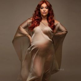 القذف النسيج الحريري المثالي للأمومة pography PO Props Studio Women اطلاق النار على ملحقات الحمل فساتين شيفون ناعمة 240129