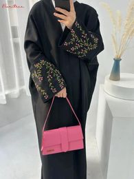 Ethnic Clothing Fashion Embroidery Kimono Oversized Opened Muslim Robe Syari Female Full Length Outerwear Worship Service Abaya Wy1956