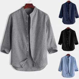 Men's Polos 2024 Cotton Linen Selling Long Sleeve Shirts Summer Solid Color Stand Collar Casual Beach Style Polo Running Mens