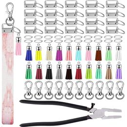 Keychains Key Fob Hardware Set Pliers With 20Pcs 1 Inch For Wristlet Keychain Chain Making