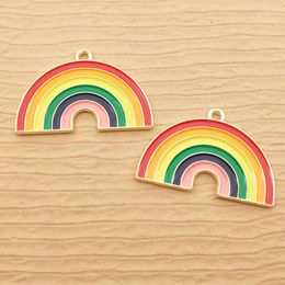 Charms 10pcs Rainbow Charm For Jewelry Making Enamel Necklace Pendant Diy Craft Supplies Metal Materials Earring Keychain Accessories