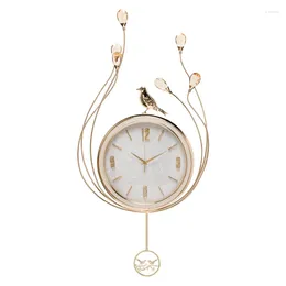 Wall Clocks Nordic Luxury Peacock Crystal Clock Classical Metal Alloy Electronic Large Animal Decorative Living Room Decoration