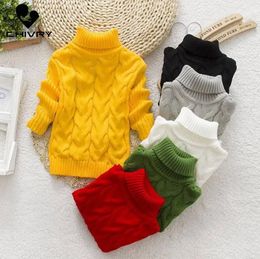 Kids Children Solid Pullover Sweater Autumn Winter Boys Girls Turtleneck Knitted Sweaters Tops Clothing for 28T 240124