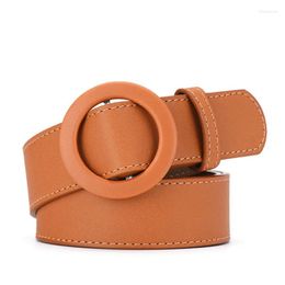 Belts Women's Belt Round Buckle PU Leather Fashion Accessories Waistband Brown Red Khaki Waist Ceinture Femme Luxe Cinto