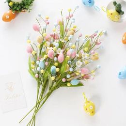 Decorative Flowers Easter Fake Leaves Realistic Diy Eggs Artificial Branch For Maintenance-free Party Decoration Wide
