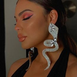 Novelly Design Oversized Crystal Snake Shaped Dangle Earrings for Women Geometric Long Hanging Drop Jewellery 240130
