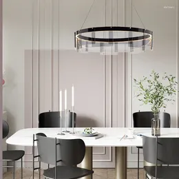 Kronleuchter Moderne LED-Kronleuchter Glas Pendelleuchte Luxus minimalistisches Lichtdesign für Esszimmer Halle Schlafzimmer Ringe