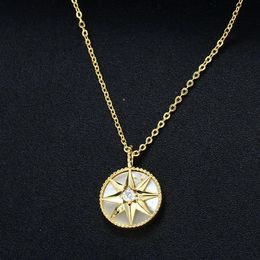 Pendant Necklaces Rose Des Vents Compass Fashion Necklace Earrings Set For Women Gold Plated With Natural Gemstone #FK037 ppp