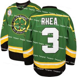 3 Ross the Rhea ST John's Shamrocks Ed Hockey Jersey with EMHL Patch White Green