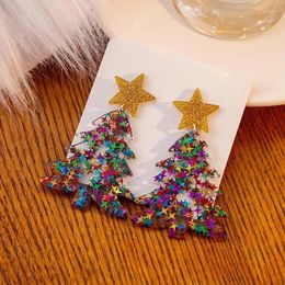 Dangle Earrings Year Christmas Tree Gift Fashionable Product Trend Colorful Party Girl Star Hook Earrings.