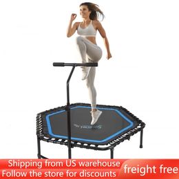 Aerobics Fitness Trampoline Portable Gym Sports with Adjustable Handrailfreight free 240127