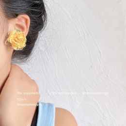 Stud Earrings Korean Fashion Flower Hanging Dangle For Women Girl Trend Luxury Lace Cotton Petals Vintage Fairy Party Jewelry