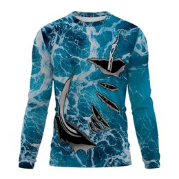 2023 spring and autumn mens Outdoor Fishing Shirt 3d Printed Tshirt For Men long Sleeve Casual Top 240130