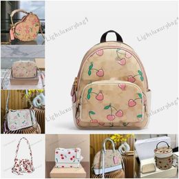 Designer Cherry Backpack Heart Shape Bag Shoulder Crossbody Bag Fashion Bucket Bag Shell Bag Women Small Square Bag Classic Luxury Organ Bag Barrel Bag 240206