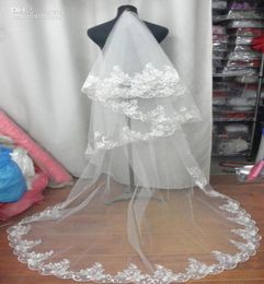 Lace Edge 2T Wedding Veils Bridal Accessories Chapel Train Luxury Classy Wedding Bridal Veils 3368366